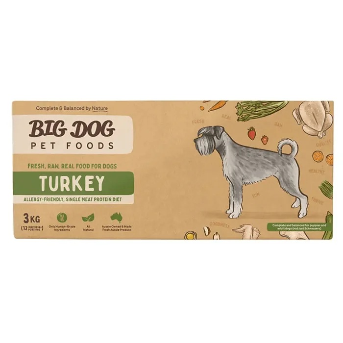 Big Dog Barf Single Protein Turkey Raw Dog Food 3KG