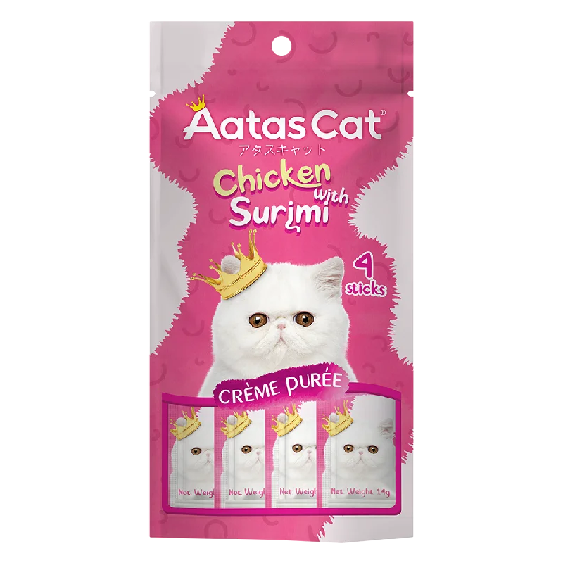 Aatas Cat Creme Puree Chicken with Surimi 14g x 4sachets