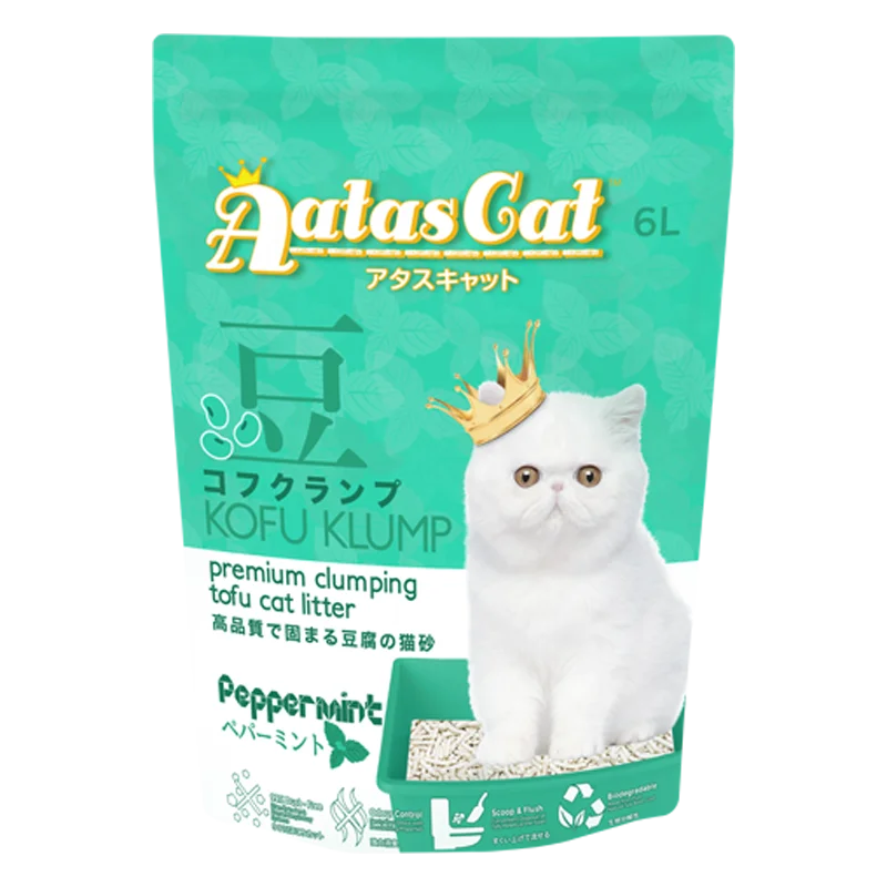 Aatas Cat Premium Clumping Tofu Cat Litter - Kofu Klump Peppermint 6L