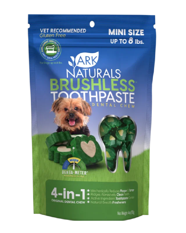 Ark Naturals Brushless Toothpaste Dental Chews for Dogs - Mini 4oz