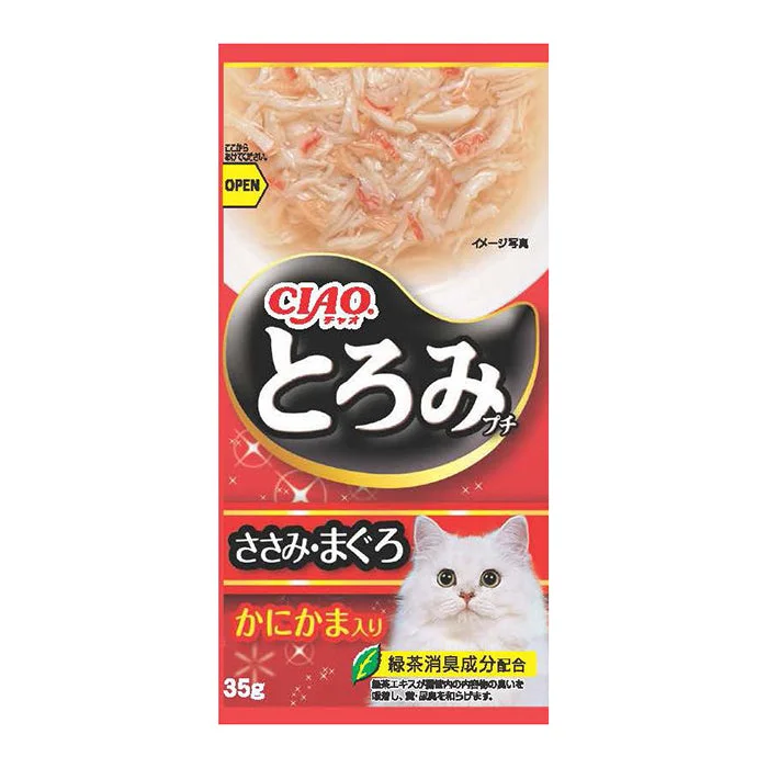 Ciao Cat Toromi Line Pouch - Chicken Fillet Tuna & Crab Stick 140g (35g x 4) (TCR-133)