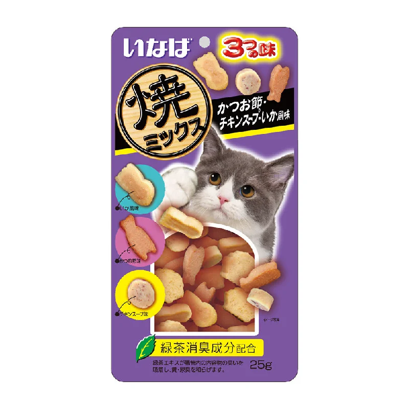 Ciao Inaba Cat Soft Bits Mix Tuna & Chicken Fillet with Dried Bonito Chicken Soup and Squid Flavor 25g (QSC-122)