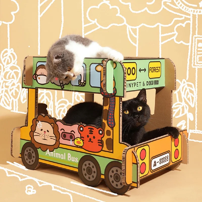 Deku Cat Scratcher Animal Bus Double-Decker L55cm x B39cm x H40cm