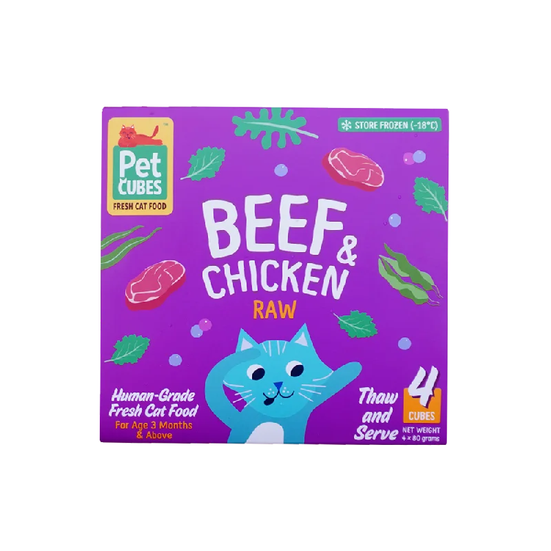 *FROZEN* PetCubes Cat Raw Beef & Chicken 1.28kg (4 x 320g)