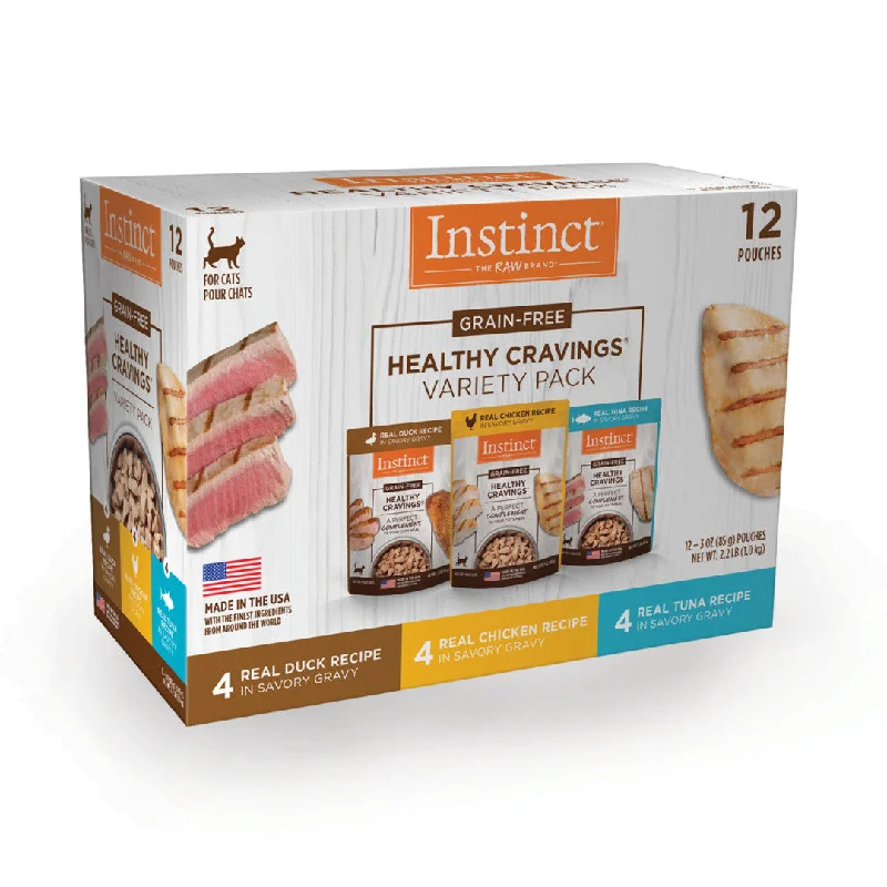 Instinct The Raw Brand Cat Pouch Healthy Cravings Grain-Free Variety Pack 3oz x 12