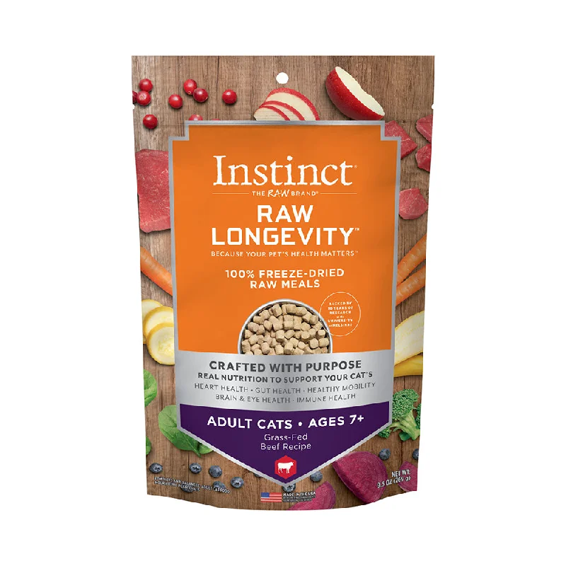 Instinct The Raw Brand Cat Raw Longevity 100% Freeze-Dried Raw Meals Grass-Fed Beef Ages 7+ 9.5oz