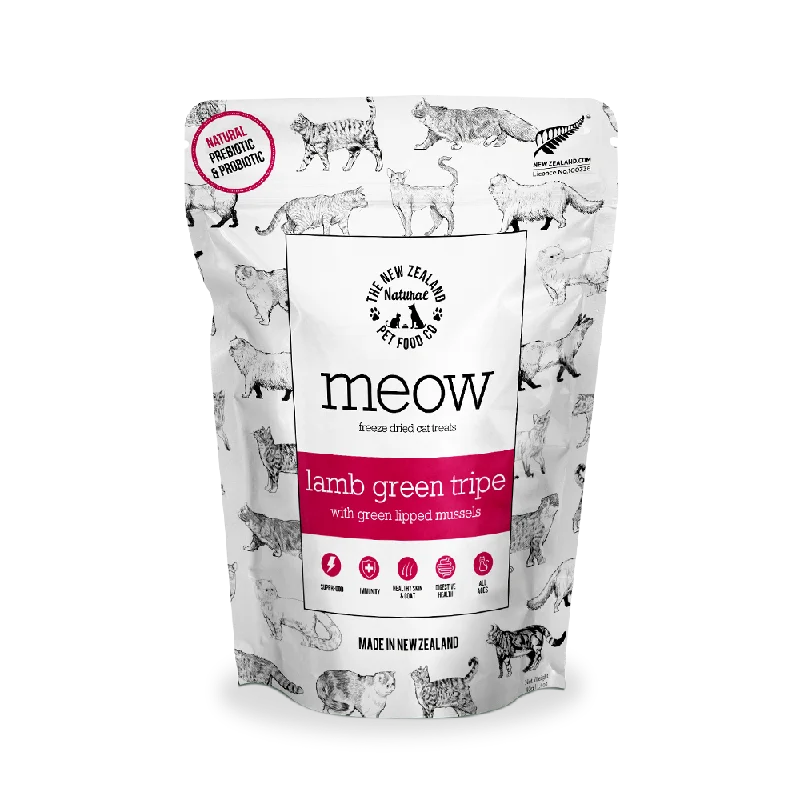 Meow Freeze-Dried Cat Treats Lamb Green Tripe with NZ Green Mussel 40g