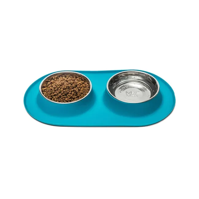 Messy Mutts Double Silicone Dog Feeder with Stainless Bowls, X-Large