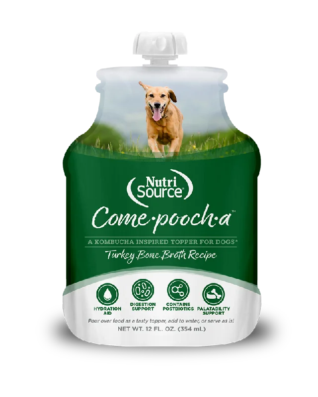 NutriSource Come-pooch-a Turkey Bone Broth Topper for Dogs 12oz