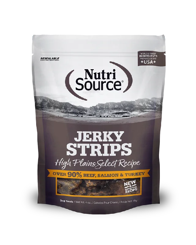 NutriSource  Jivin' Jerky Strips Beef, Salmon & Turkey Dog Treats 4oz