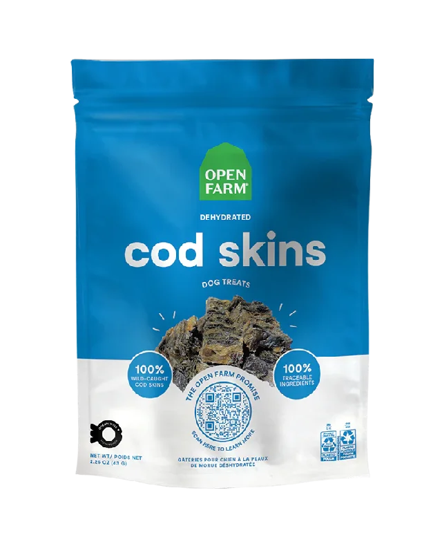 Open Farm Dehydrated Cod Skins Dog Treats 2.25oz