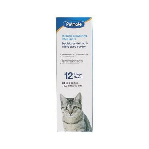 Petmate Hi-Back Drawstring Litter Liners L 12pcs