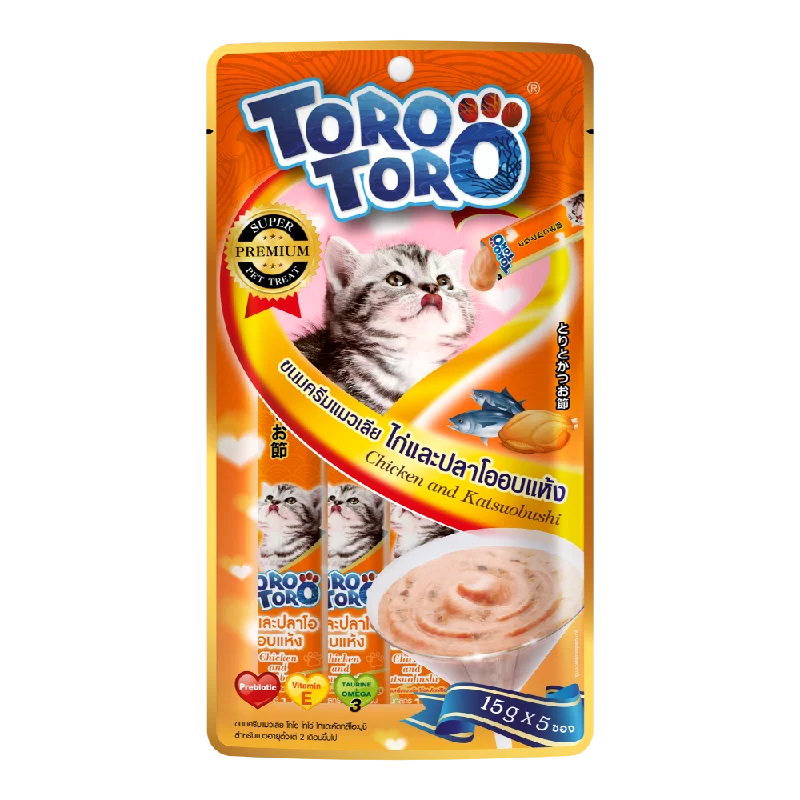 Toro Cat Treat Lickable Chicken with Katsuobushi 75g (15g x 5pcs)