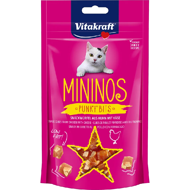 Vitakraft Cat Mininos Punky Bits - Chicken and Cheese Snack Cubes 40g