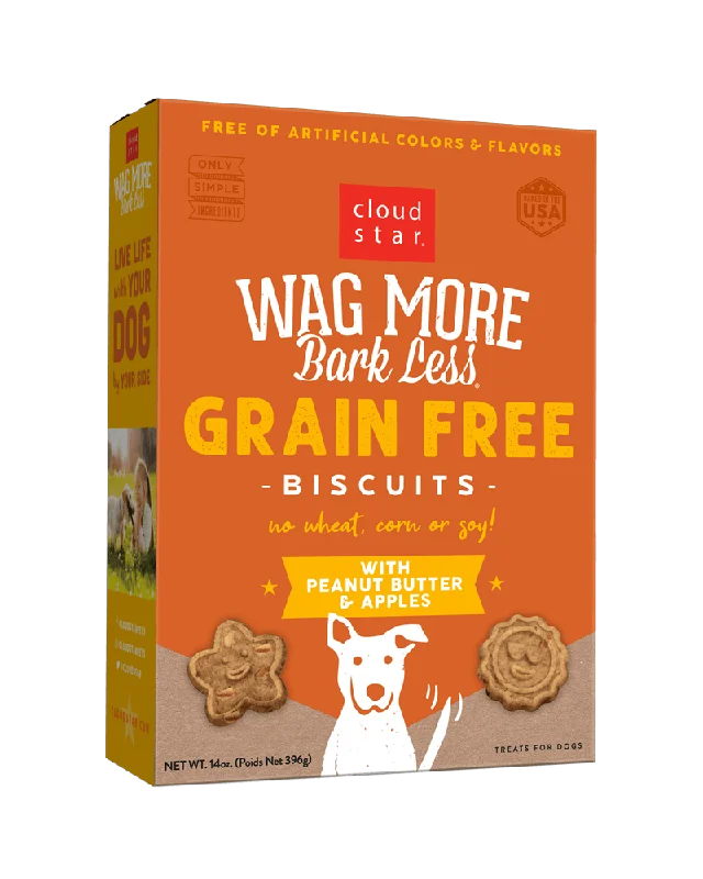 Wag More Bark Less Grain-Free Dog Biscuits: Peanut Butter & Apples 14oz