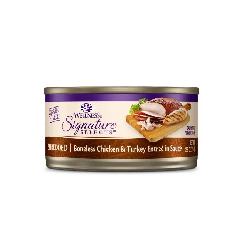 Wellness Cat Core Grain-Free Signature Selects Shredded Boneless Chicken & Turkey Entree in Sauce 2.8oz