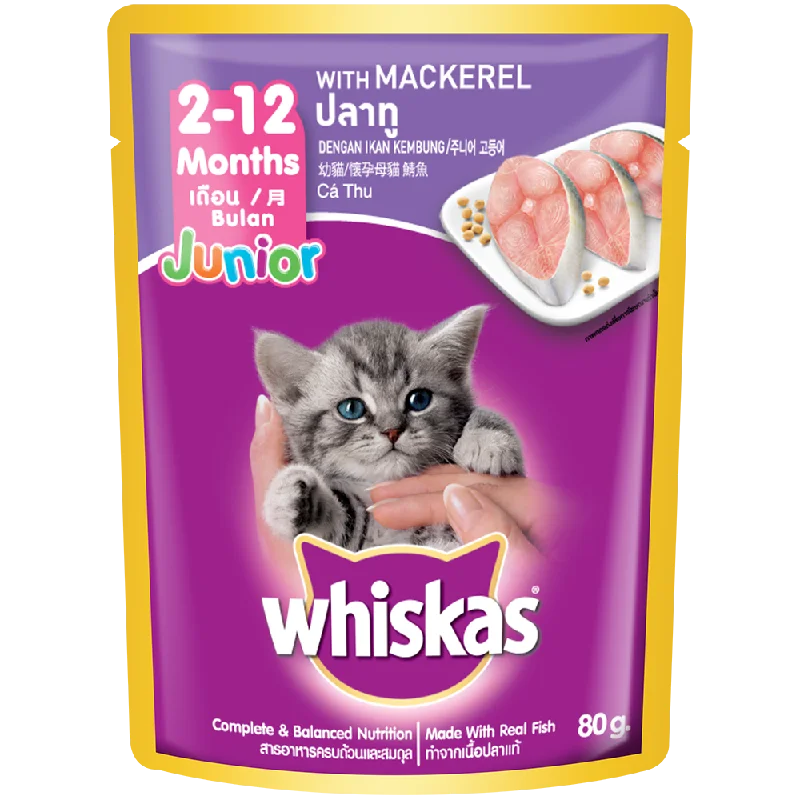 Whiskas Pouch 2-12 Months Junior Mackerel 80g