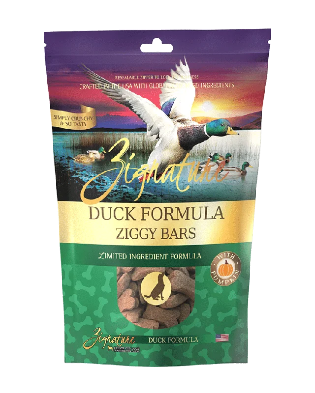 Zignature Ziggy Bar Biscuit Dog Treats - Duck 12oz