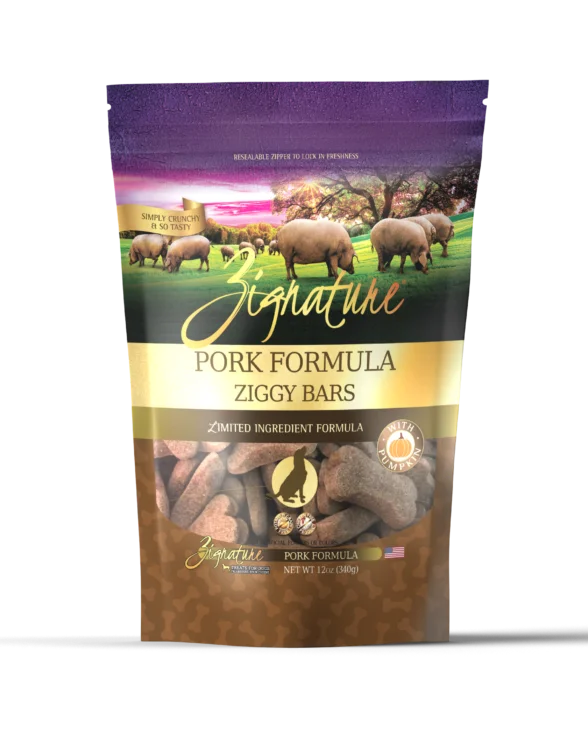 Zignature Ziggy Bar Biscuit Dog Treats - Pork 12oz