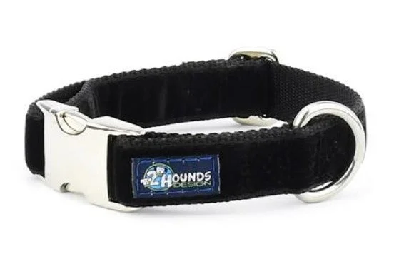 2 Hounds Design 5/8” Velvet Essential Martingale Collar - Black -