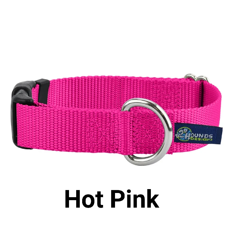 2 Hounds Design 5/8” Wide Solid Colored Side Release Collar - Hot Pink -