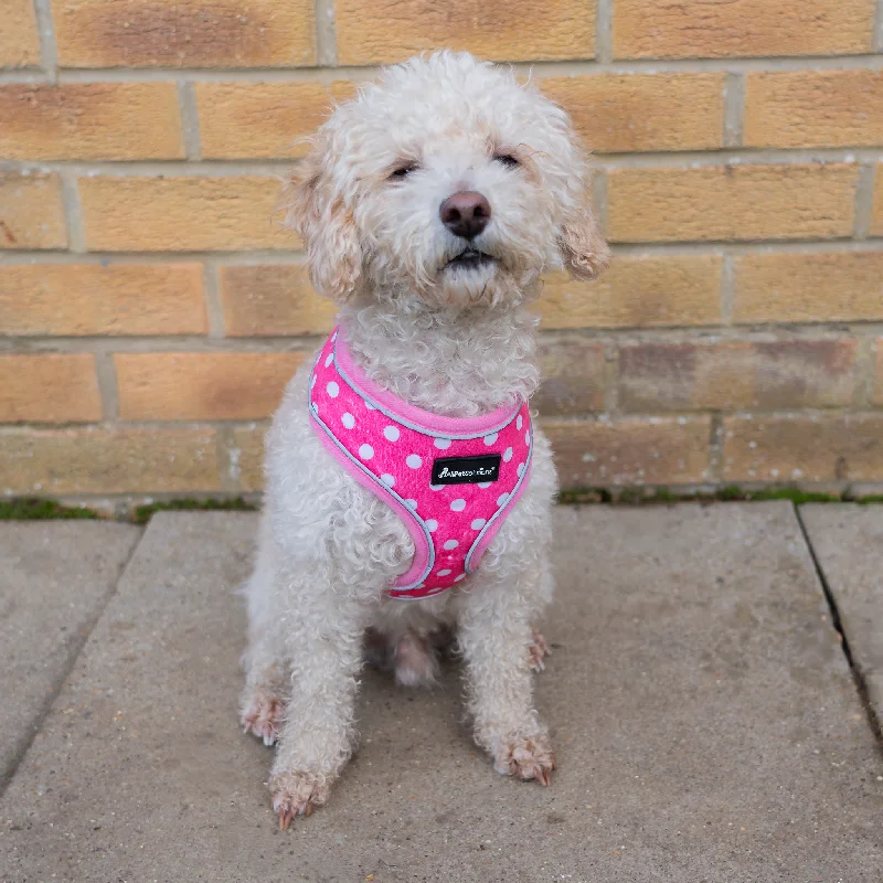 Dog Reflective Harness - Pink Polka Dot S/M/L