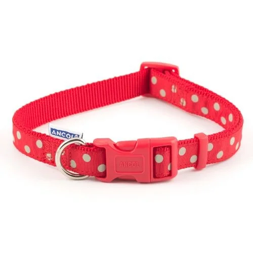 Ancol Vintage Polka Collar Red Medium 30-50cm Size 2-5