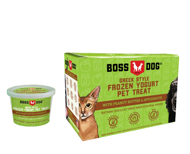 Boss Dog® Greek Style Frozen Yogurt Pet Treat - Peanut Butter & Applesauce 3.5oz Cups 4-Pack