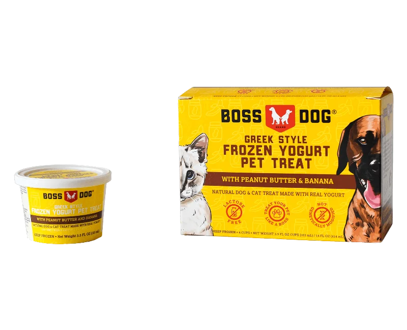 Boss Dog® Greek Style Frozen Yogurt Pet Treat - Peanut Butter & Banana 3.5oz Cups 4-Pack