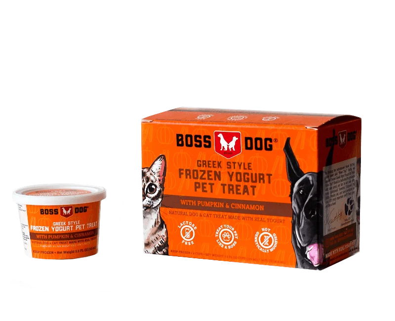 Boss Dog® Greek Style Frozen Yogurt Pet Treat - Pumpkin & Cinnamon 3.5oz Cups 4-Pack