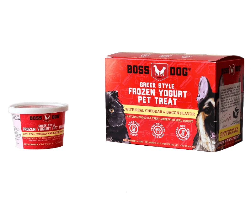 Boss Dog® Greek Style Frozen Yogurt Pet Treat - Real Cheddar & Bacon Flavor 3.5oz Cups 4-Pack