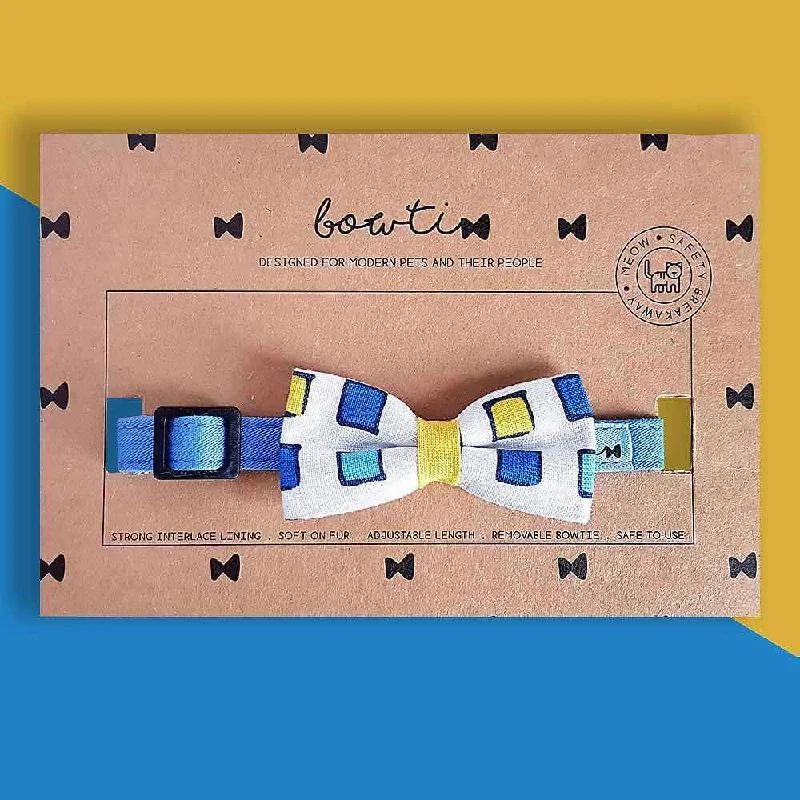 Bowtix Handmade Dog Collar With Removable Bowtie - Gem Blocks