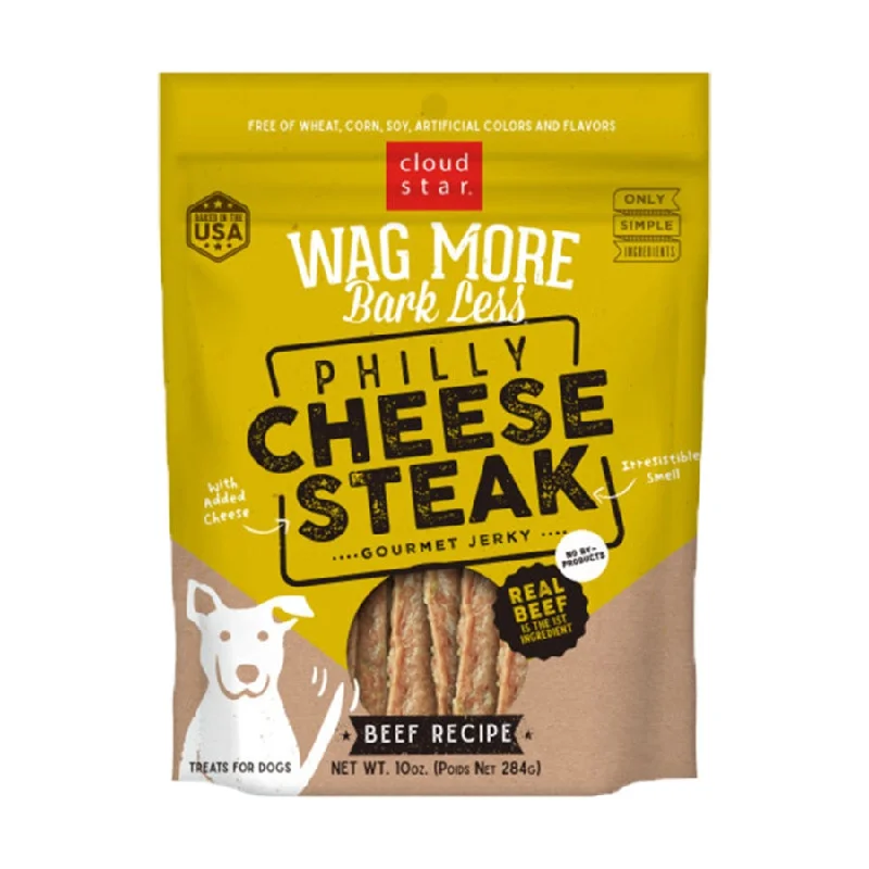 Cloud Star Wag More Bark Less Grain-Free Jerky for Dogs Philly Cheesesteak Beef 10oz Bag