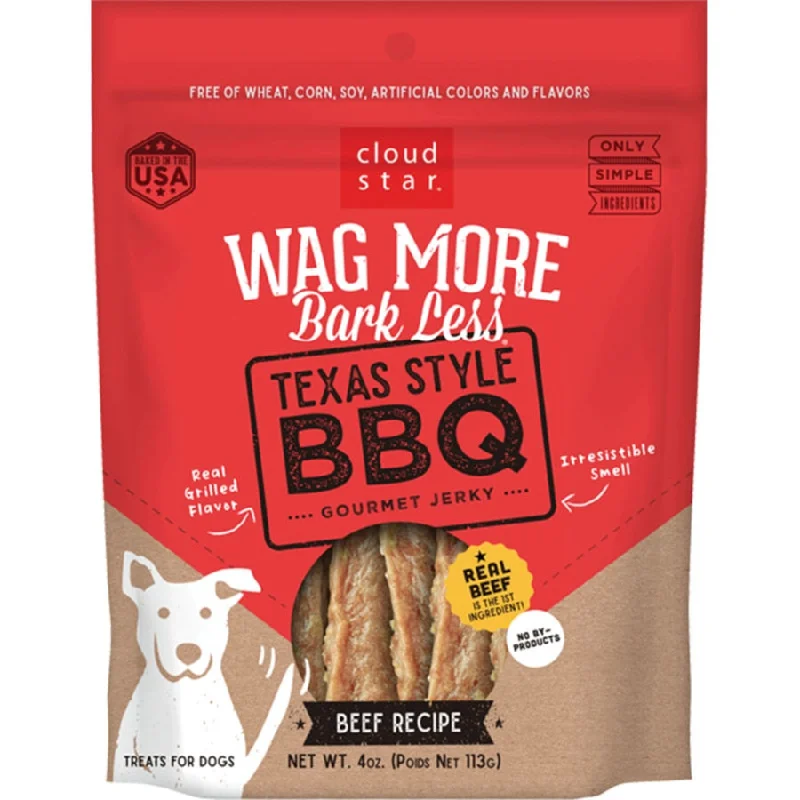 Cloud Star Wag More Bark Less Grain-Free Jerky for Dogs Texas Style BBQ Beef 10oz Bag