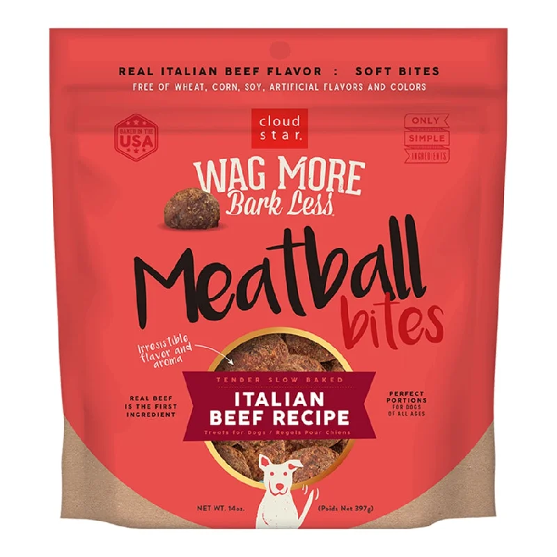 Cloud Star Wag More Bark Less Grain-Free Meatball Bites for Dogs Italian Beef 14oz Bag