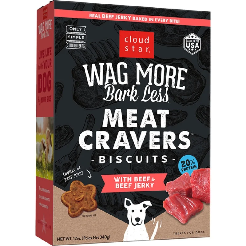 Cloud Star Wag More Bark Less Meat Cravers Biscuits for Dogs Crunchy Beef 12oz Box