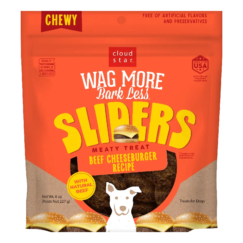 Cloud Star Wag More Bark Less Sliders for Dogs Beef Cheeseburger 8oz Bag