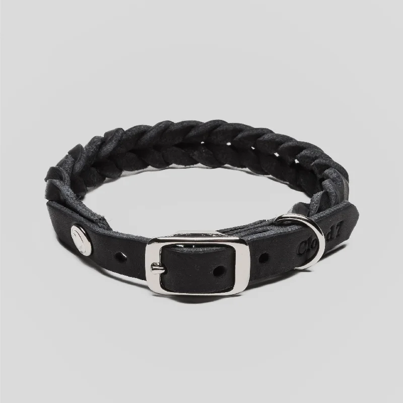 Cloud7: Central Park Black Leather Dog Collar