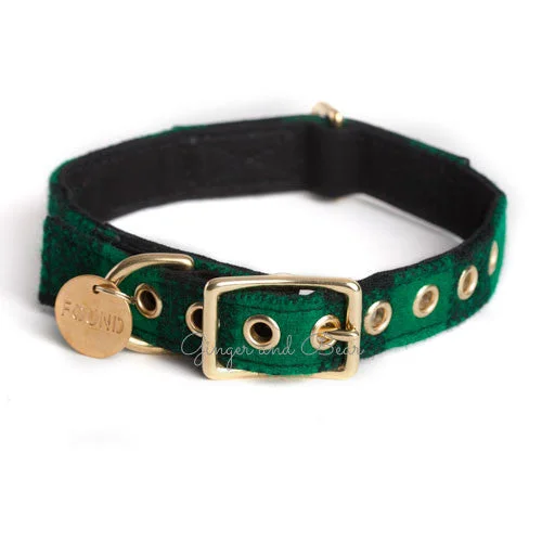 Cotton Canvas Collar, Buffalo Plaid Green