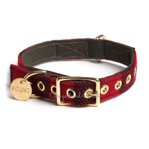 Cotton Canvas Collar, Buffalo Plaid Red