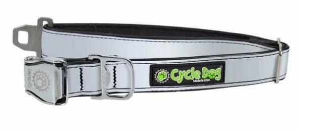 Cycle Dog MAX Reflective Regular Width Metal Clasped Collar -Silver-