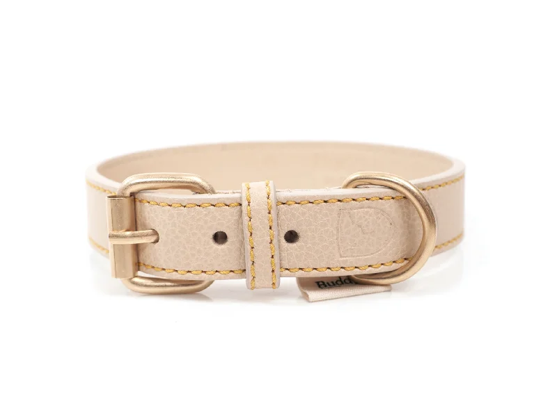 Dog Leather Collar: Sir Chuck Beige