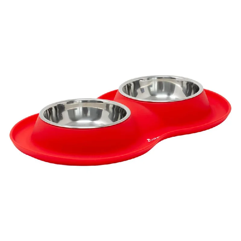 Double Bowl Cat Dog Feeder - Red - S/L/XL