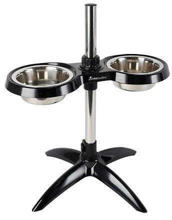 Elevated Adjustable Dog Bowl Black M/L