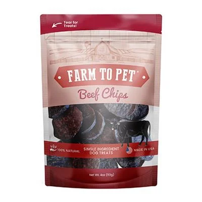 Farm to Pet Single Ingredient Beef Chips 4oz Bag