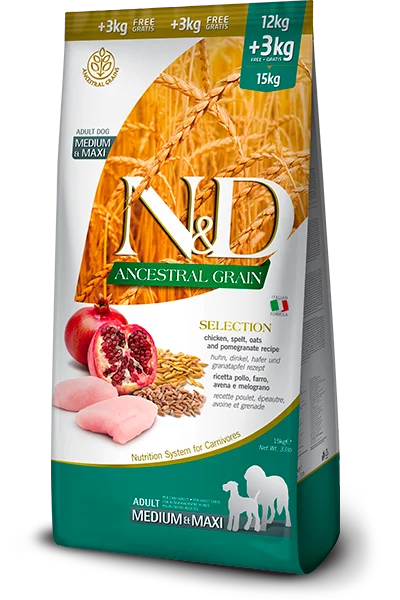 Farmina Ancestral Grain Dry Dog Food N&D Selection Chicken & Pomegranate Medium/Maxi