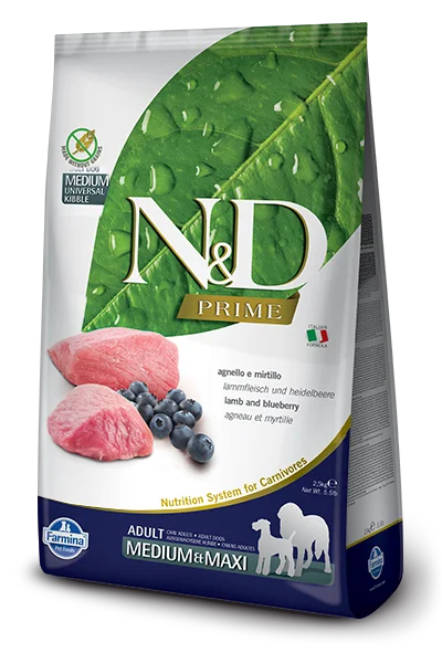 Farmina Prime Dry Dog Food N&D Lamb & Blueberry Medium/Maxi