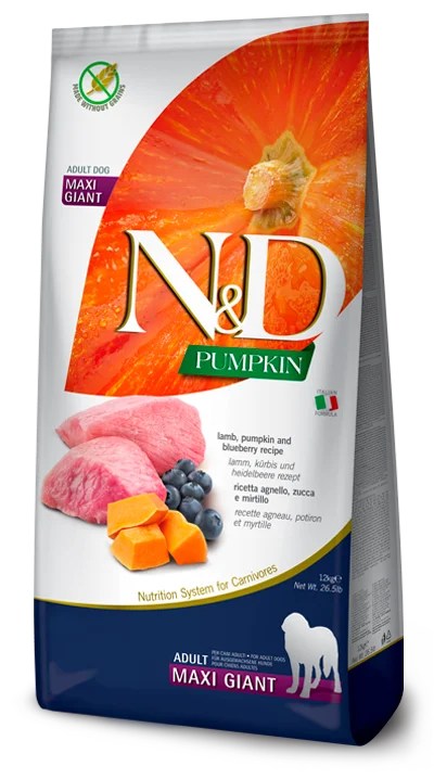 Farmina Pumpkin Dry Dog Food N&D Lamb & Blueberry Adult Maxi Giant