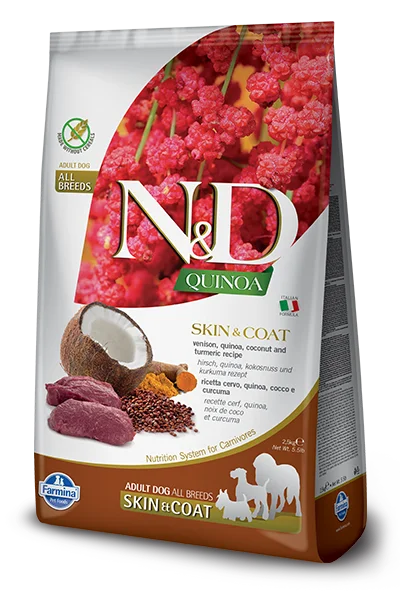 Farmina Quinoa Dry Dog Food N&D Skin & Coat Venison