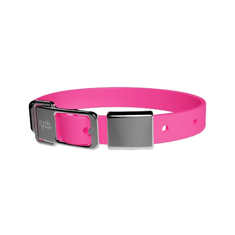 frank green Neon Pink Dog Collar and Tag Medium